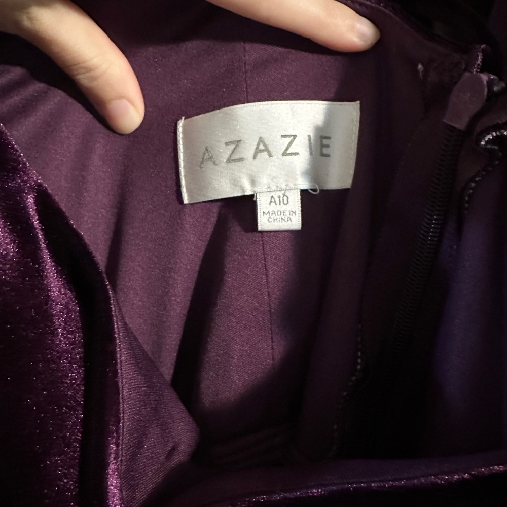 Azazie Velvet Maxi Dress in Grape - Picture 3 of 4